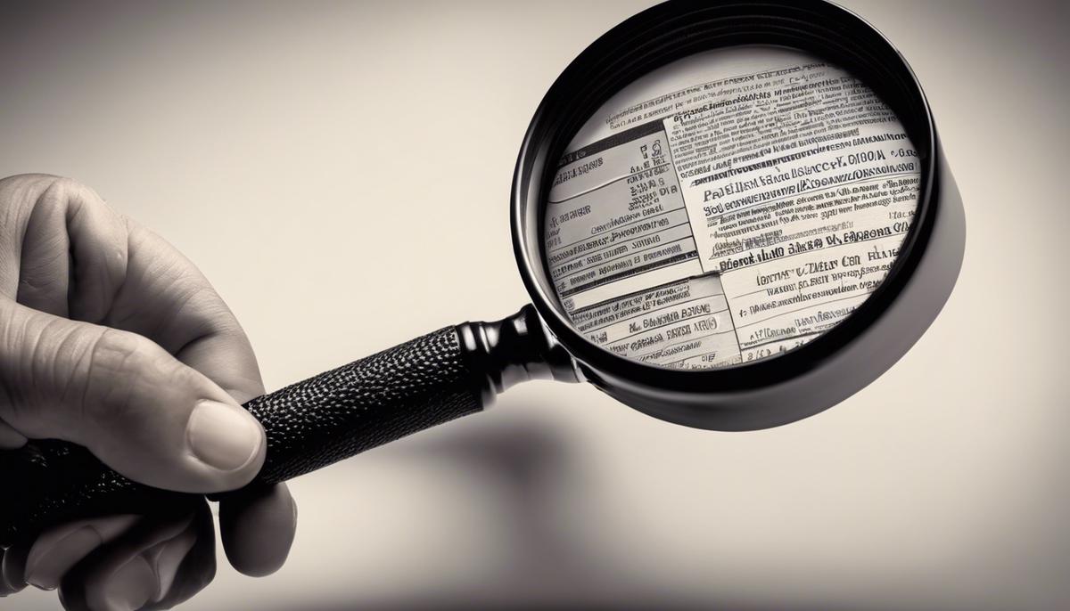 Image of a hand holding a magnifying glass, symbolizing the analysis of financial ratios.