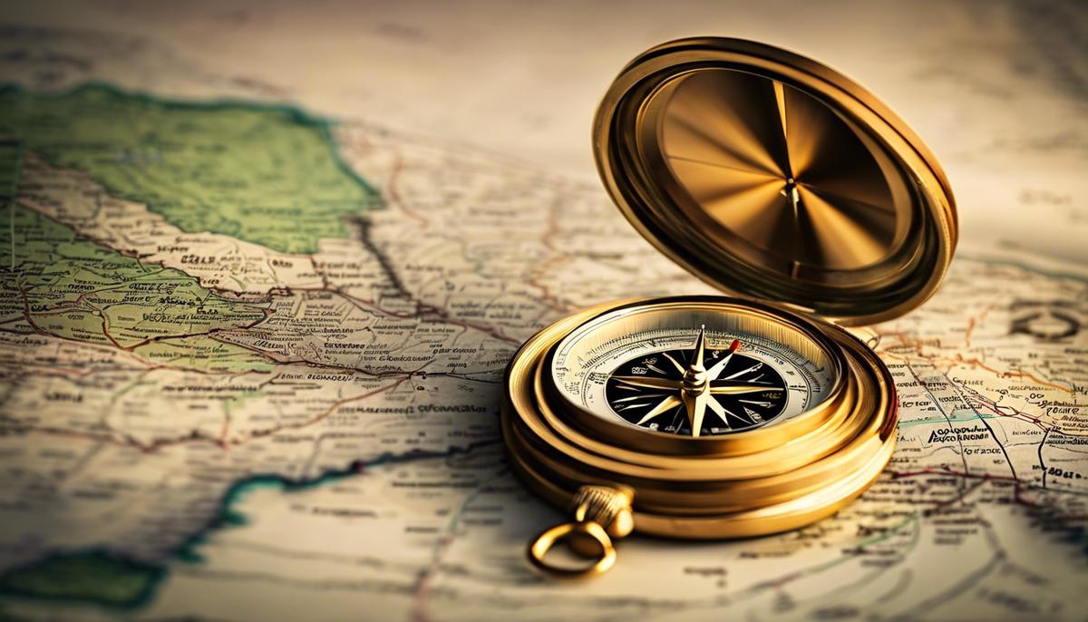A compass on a map, symbolizing the importance of maintaining a well-balanced portfolio.